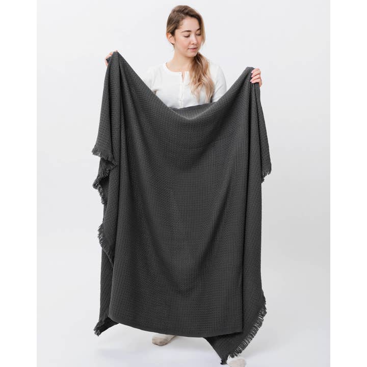 Woven Stories - Wholesale Throw Blanket - Cotton Linen Blend Basketweave Throw Blanket1