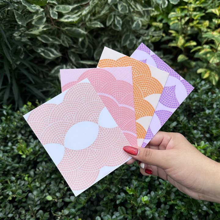 Fan Tile Flat Note Set of 8 for wholesale by xou