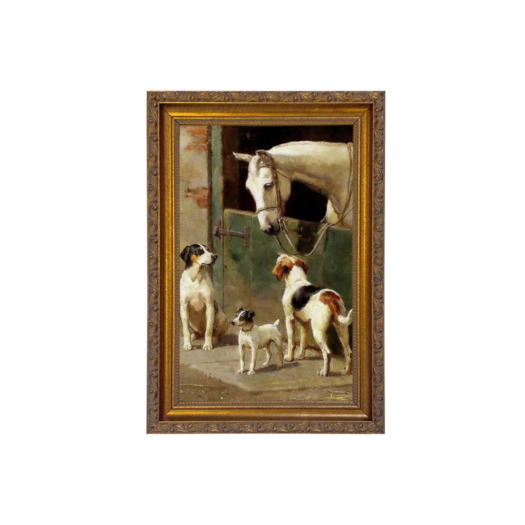 Madison Bay Co. - Historical Home Decor Reproductions - Wholesale Art Print - Dog and Horse at Stable Vintage Painting Print on Canvas26