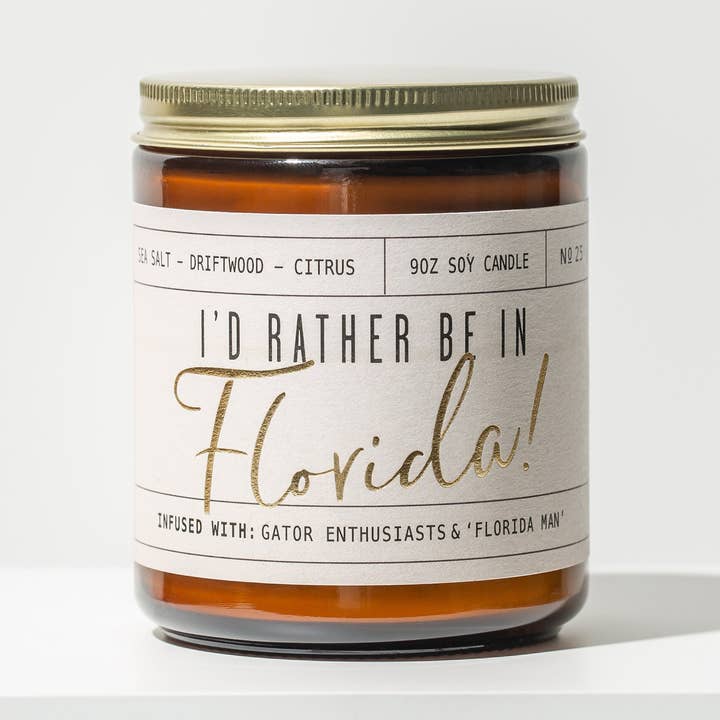 I'd rather be in Florida Soy Candle for wholesale by Soy and Sass