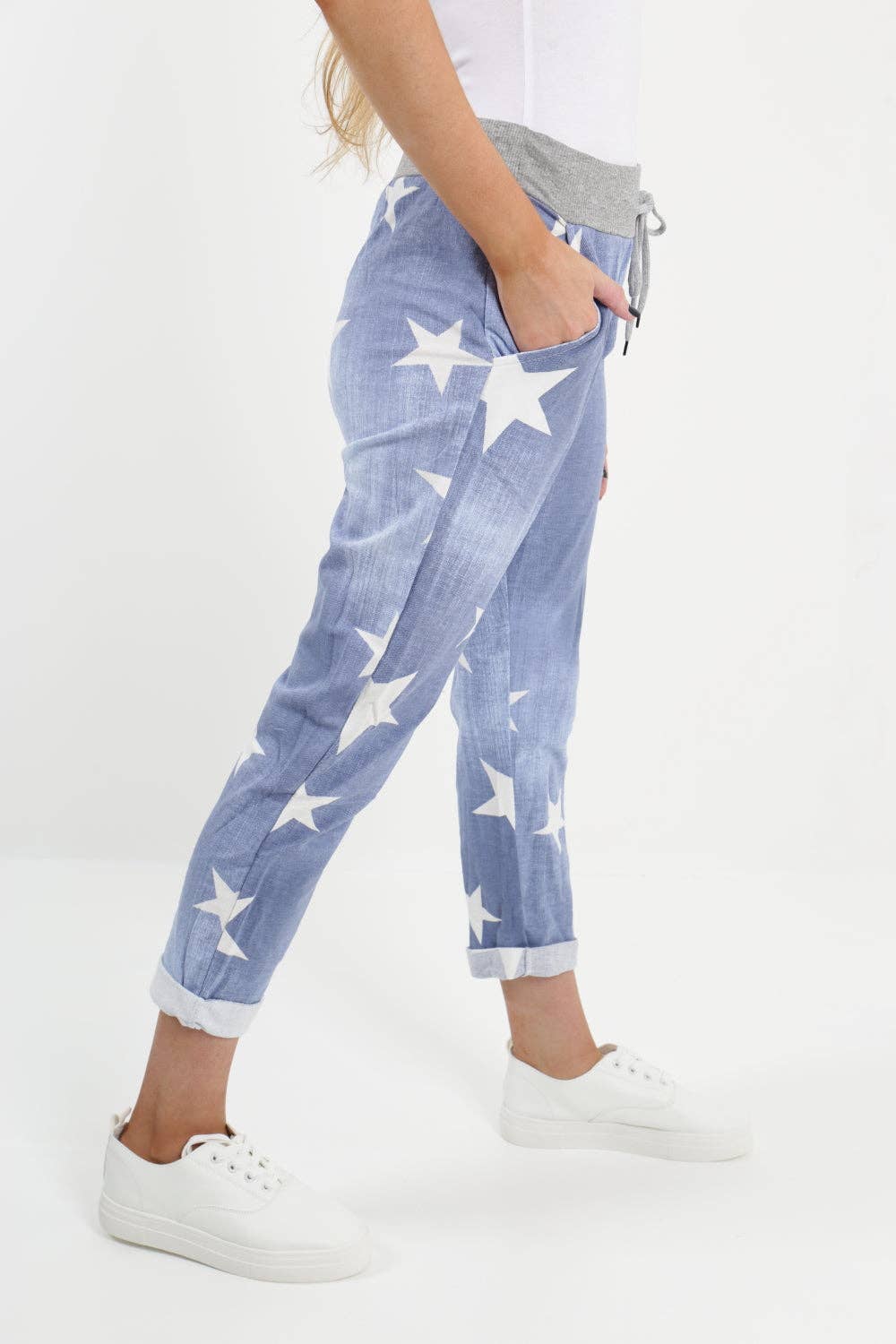 Miss Bold – wholesale Byxor - Dam – Italienska stjärntryckta fickor Bomullsbyxa för damer15