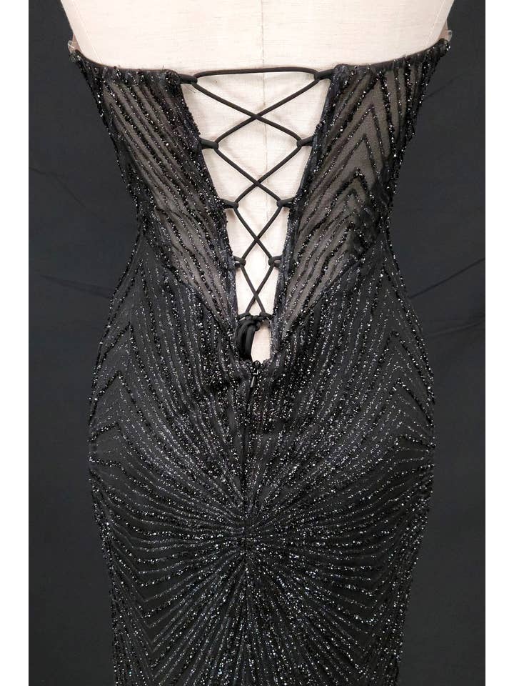 Chicas - Wholesale Gown - Women's - Long sparkling mermaid dress with hanging jewels CF00142