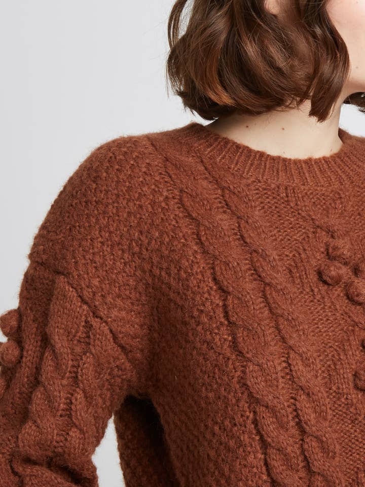 Andy & Lucy - Wholesale Knitted jumper – Women′s - PINOCCHIO - Mohair braided and ball sweater7