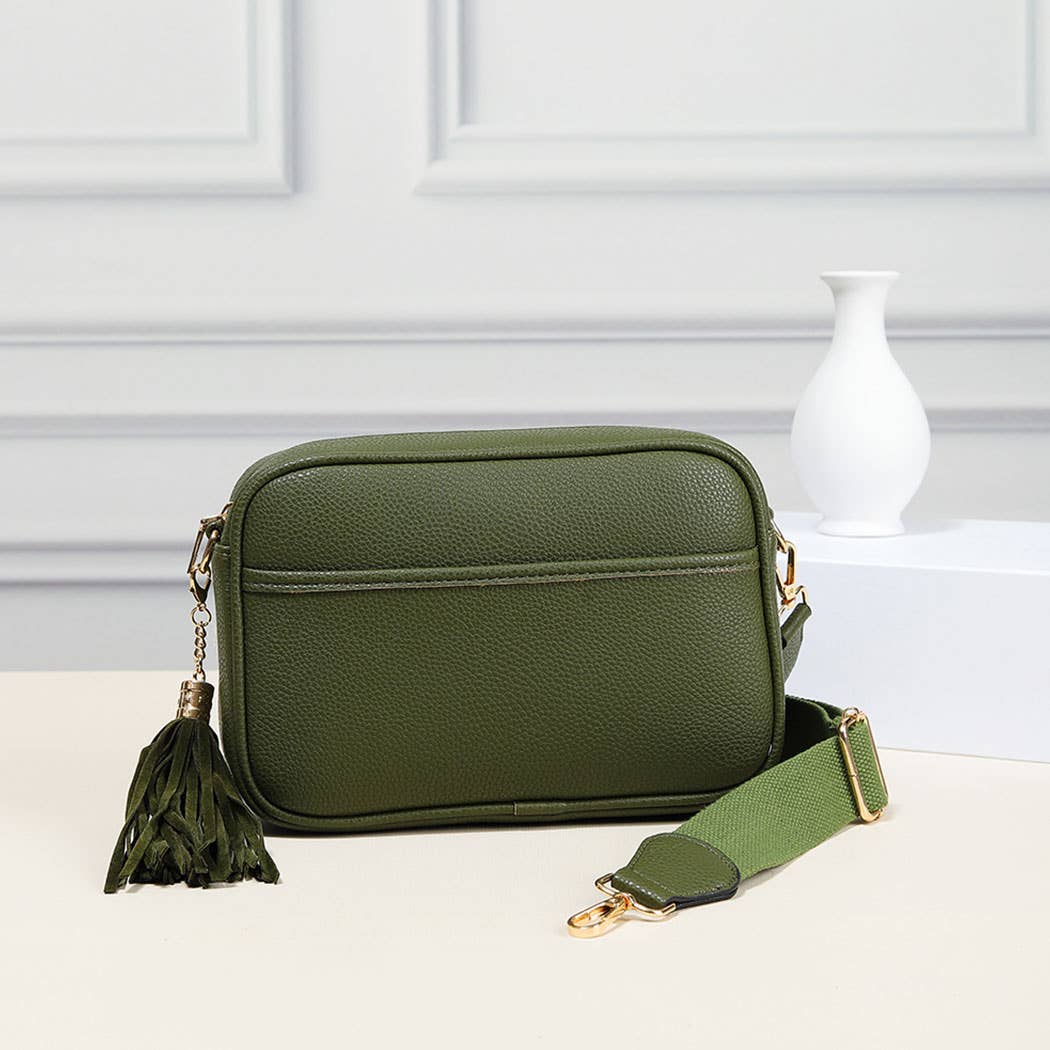 Fashion City - Wholesale Crossbody Bag - Women's - Dark PU Rectangular Crossbody with Tassel2