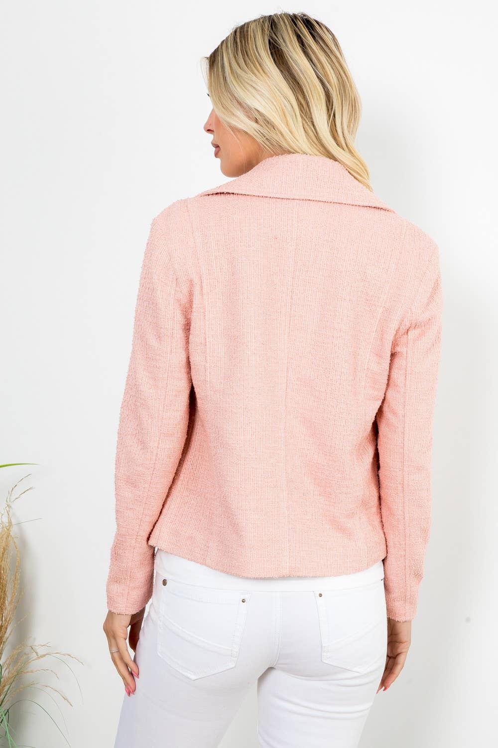 26 International - Wholesale Jacket - Women's - Solid Boucle Long Sleeve Moto Jacket17