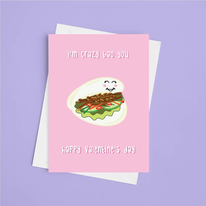 Crazy Bao You 5x7 Valentine's Card for wholesale by Laura Lonsdale