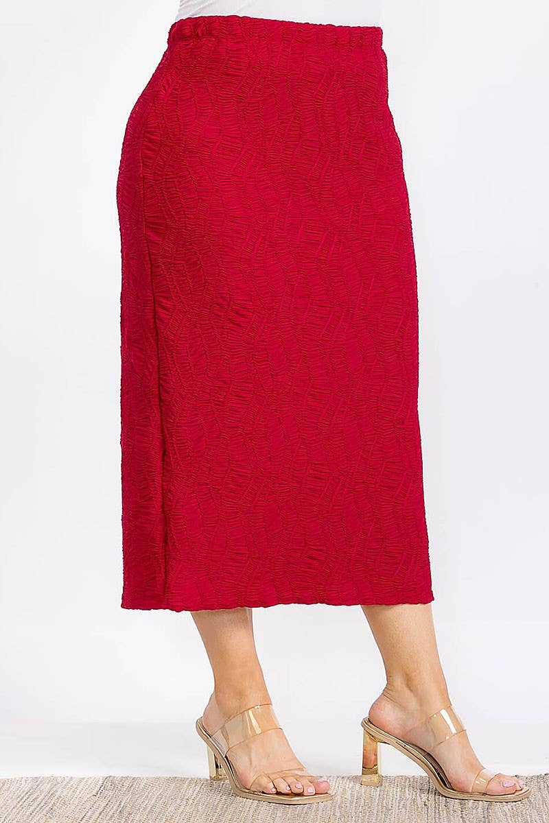 ROUSSEAU – Engroshandel Nederdel - Dame – MAKSINEDERDEL MED ELASTISK TALJE OG RYNKEDETALJER1