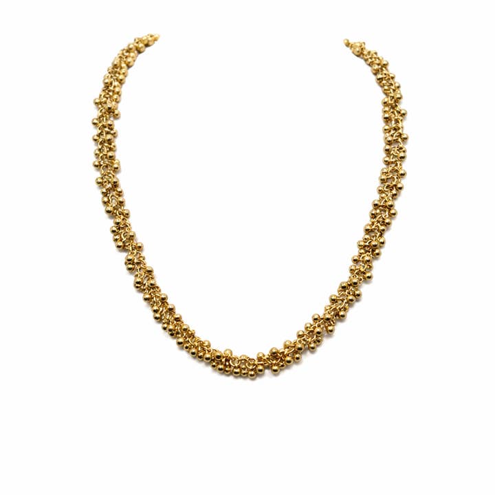 Collier chaîne à boules dorées pour la vente par Swara Jewelry LLC