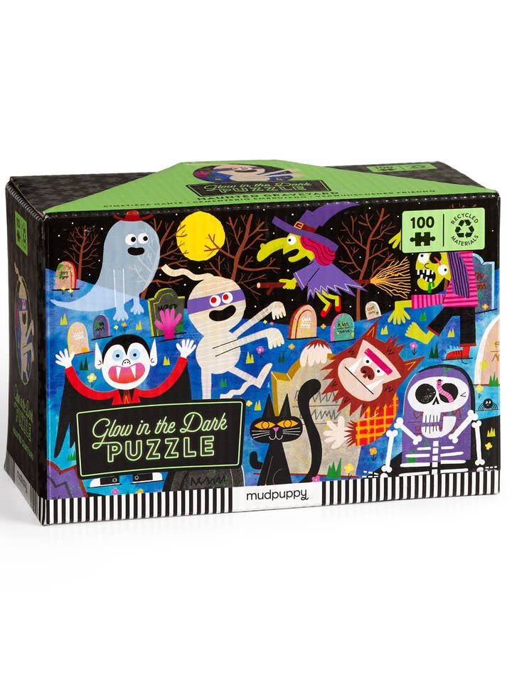Haunted Graveyard 100 Piece Glow in the Dark Puzzle for wholesale by Chronicle Books