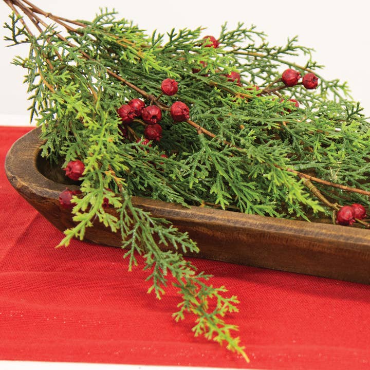 Saybrook Lane - Wholesale Christmas Decoration - Red Berry & Cedar Hanging Bush, 27"