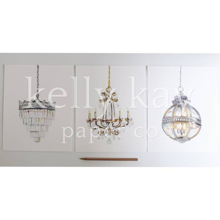 Kunstdruck | Kronleuchter-Set/3 für den Großhandel von Kelly Kay Paper Co.
