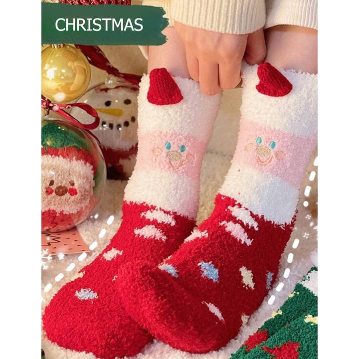 Sweetkama – wholesale Strumpor - Dam – Damer God Jul Korallfleece Sovsockor SKASC4156