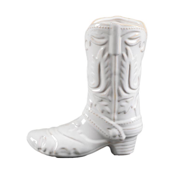 Flora Bunda Inc - Wholesale Vase - Ivory Ceramic Cow Girl Boot Vase0