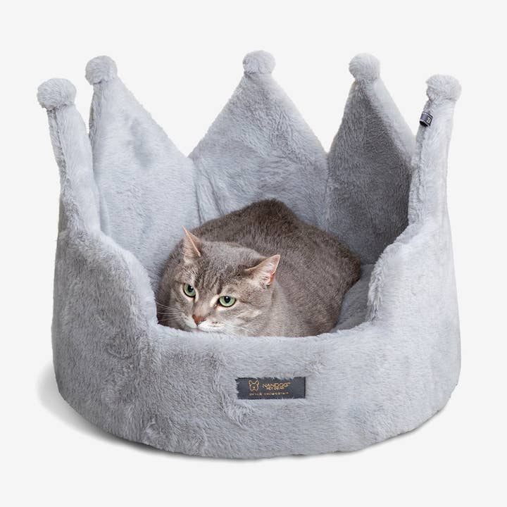 Crown Dog & Cat Fun Bed Cloud Prive Collection - Royal Gray for wholesale by Nandog Pet Gear