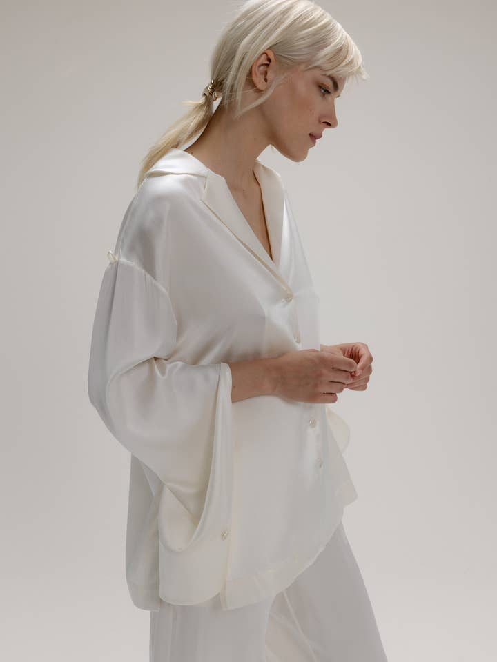 Signature Silkeskjorta i Mjölkvit för wholesale av Alas