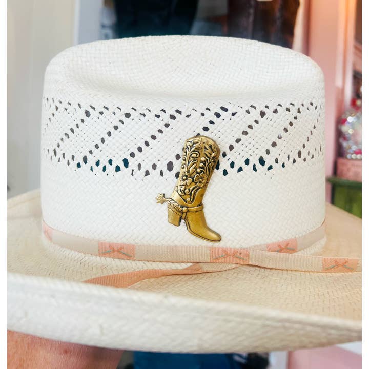 Vintage Bliss - Wholesale Hat Accessory - Women's - Western Aged Brass Cowboy Boot Hat Pin5