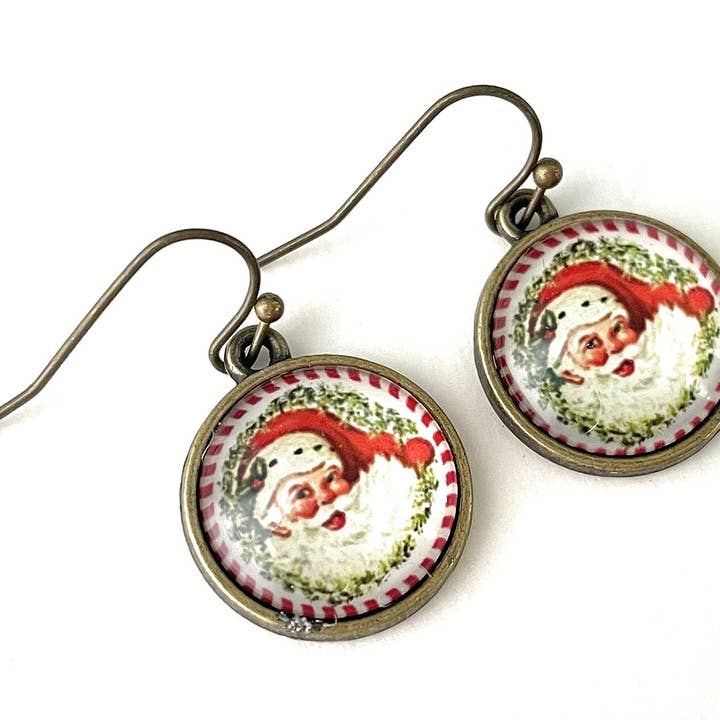 Vintage Santa Claus Earrings - Christmas Jewelry for wholesale by Fern & Filigree