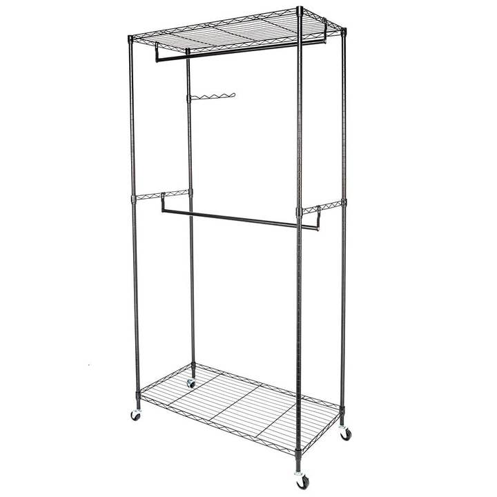 black Closet Organizer Garment Rack Clothes Hanger Home Shelf Heavy Duty Furniture Garment Racks RT for wholesale on Faire2