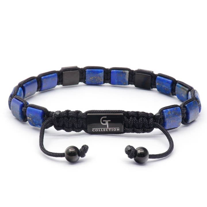GT collection Jewelry - Wholesale Beaded Bracelet - Men's LAPIS LAZULI Flat bead Bracelet - One Size Fits All