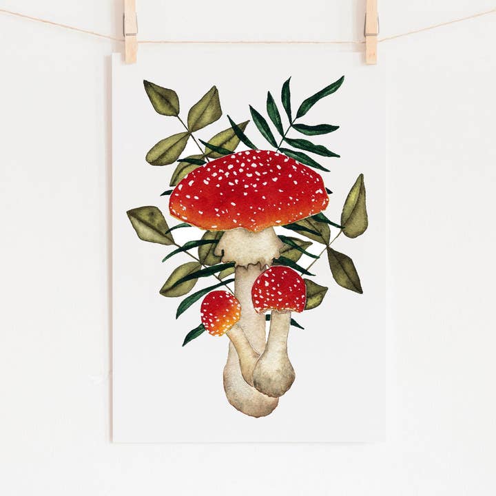 Mushroom Print Of Amanita Muscaria Fungi Art Decor for wholesale by Candace Fincher