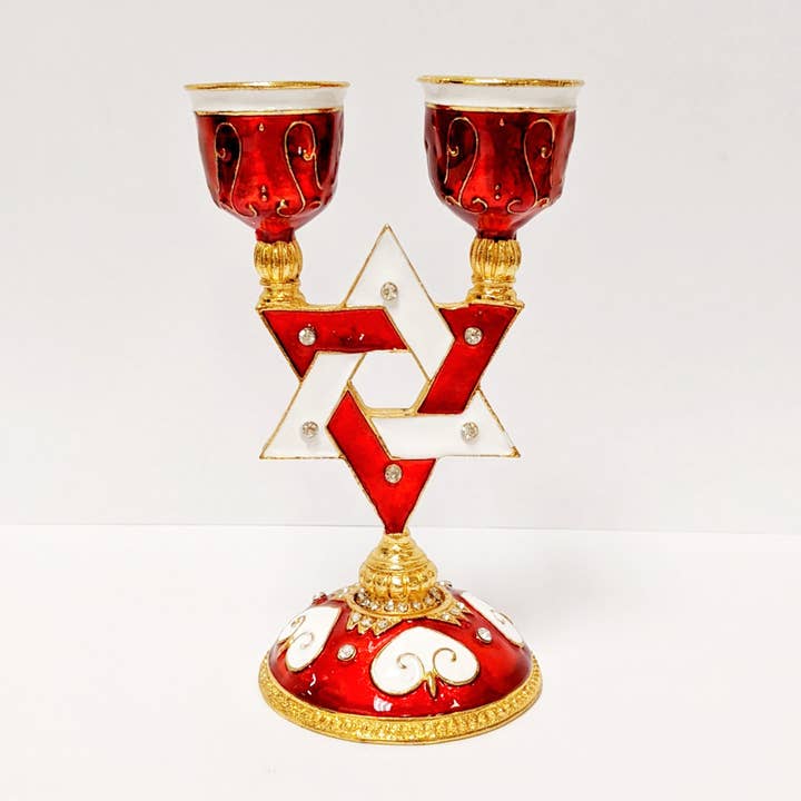 Collection by Nouvelle – wholesale Dekorativt bordsobjekt – Shabbat Star of David Design dubbla koppar2