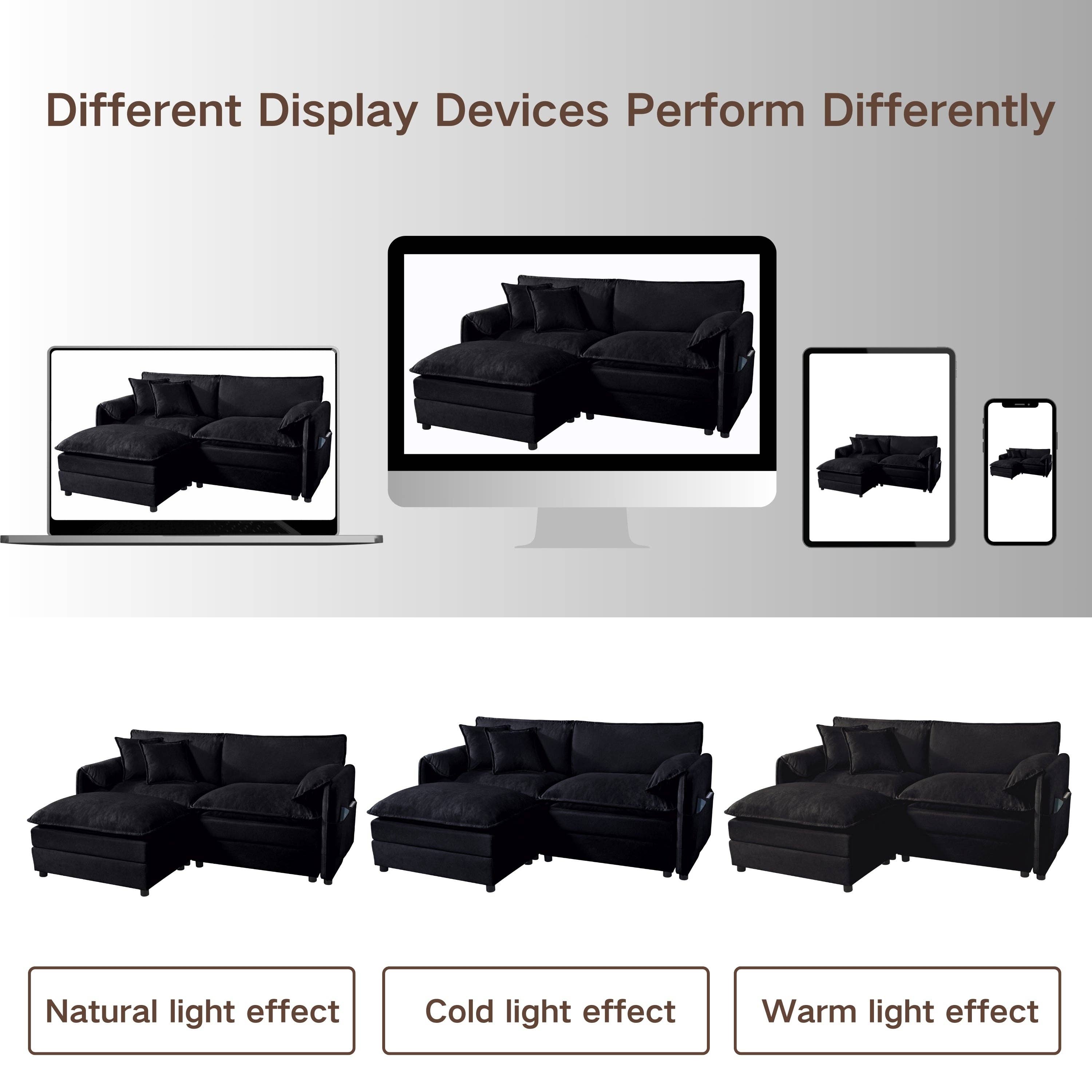 39F Inc. - Vente Canapés - Canapé-lit sectionnel nuage à siège profond surdimensionné, noir19