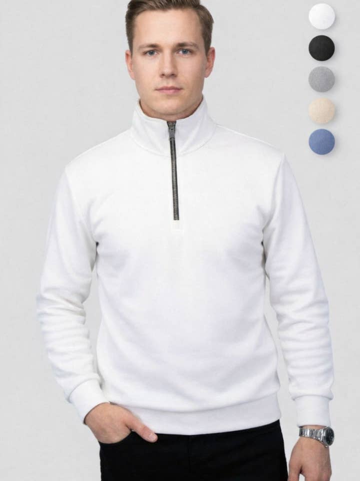 Felsenkind Herr Quarter-zip-tröja – Långärmad sweatshirt med dragkedja för wholesale av Felsenkind