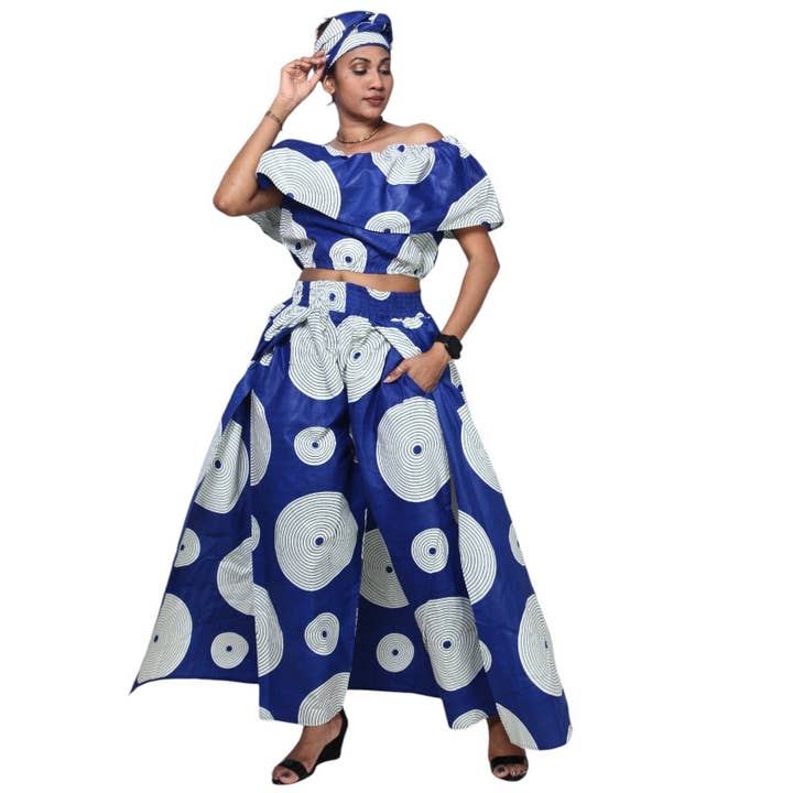 Women's Off Shoulder Crop Top with Pants Skirt -- FI-3012 for wholesale by African Stars