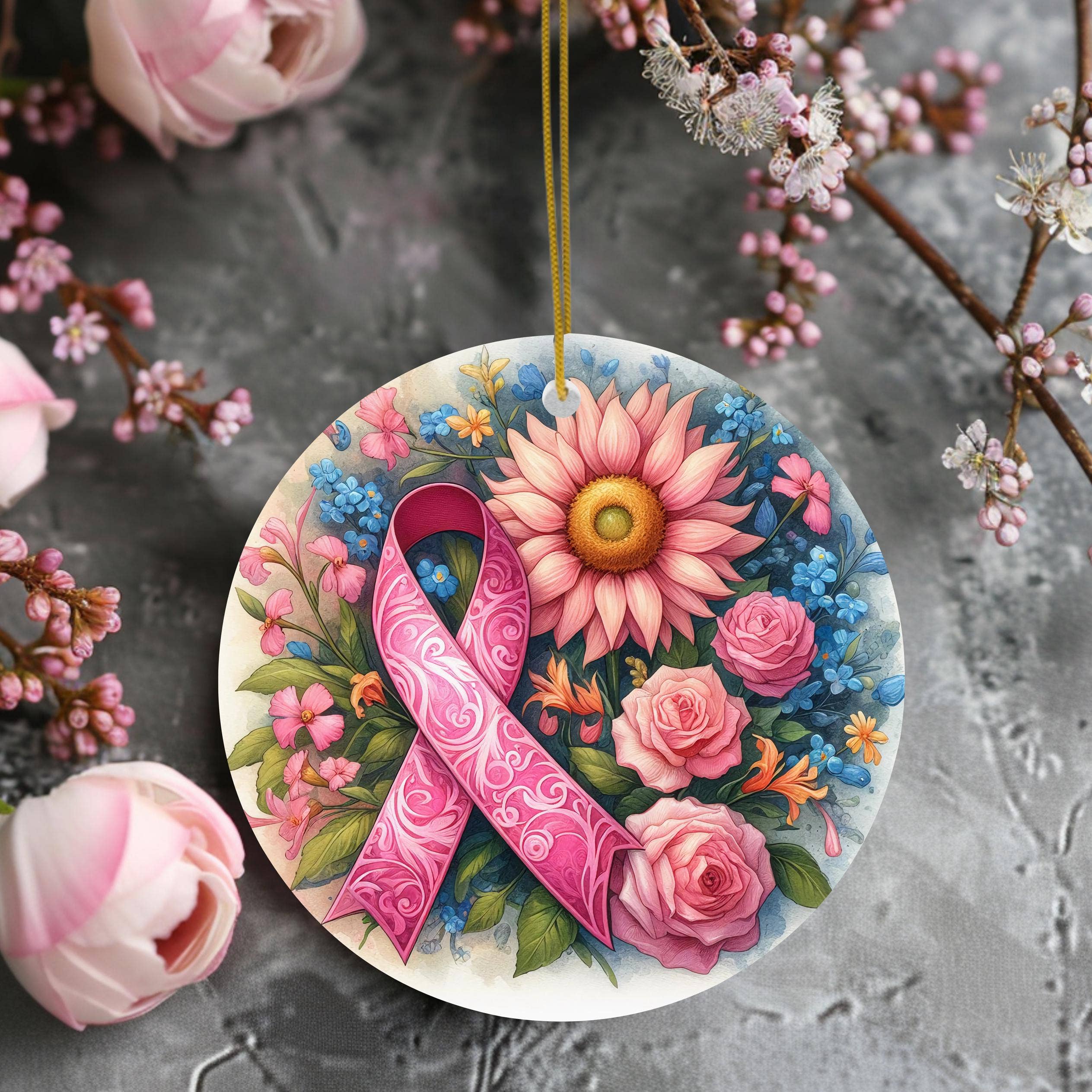 Fernville Creations - Wholesale Ornament - Breast Cancer Awareness Ceramic Keepsake Ornament5