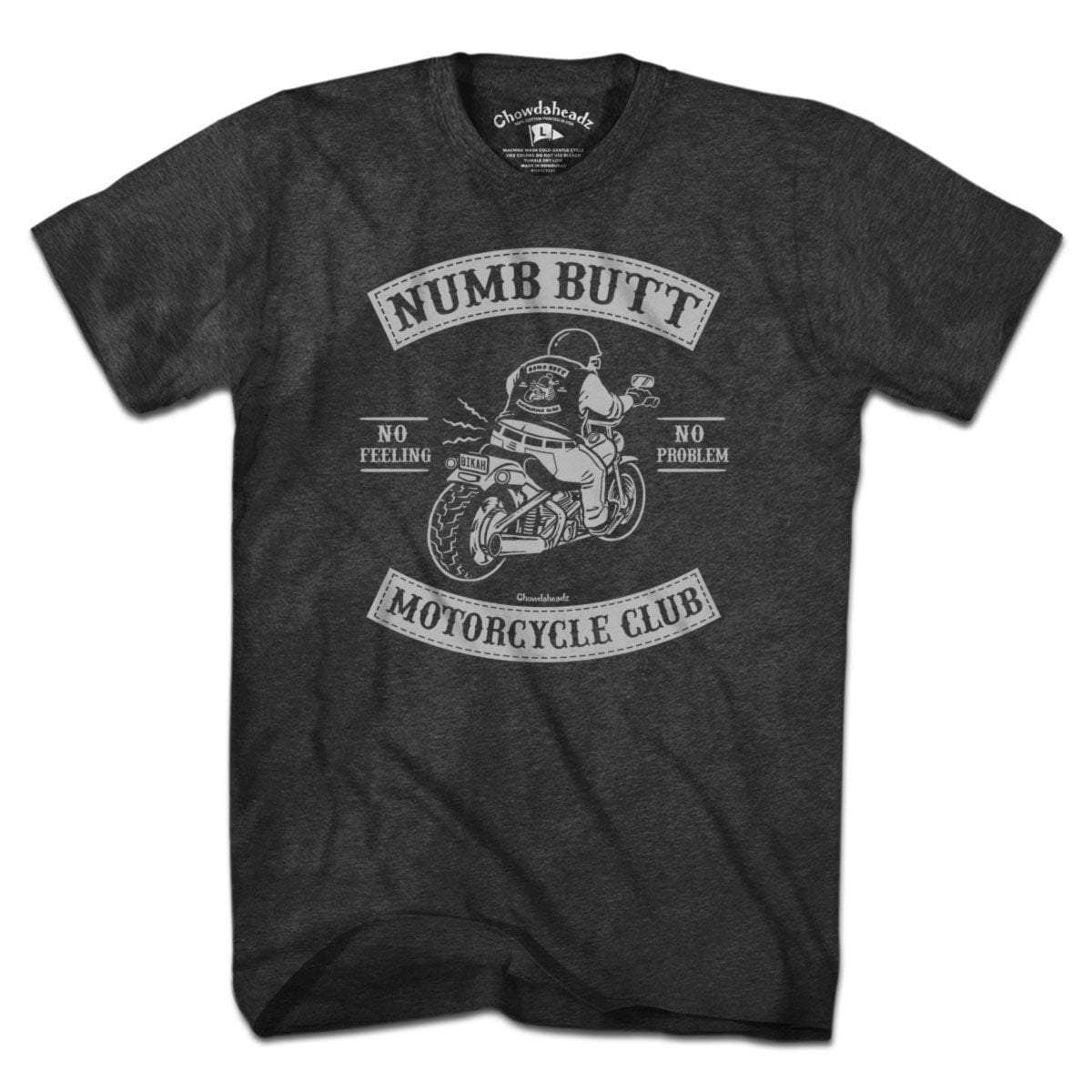 Charcoal Numb Butt Motorcycle Club T-Shirt for wholesale on Faire0