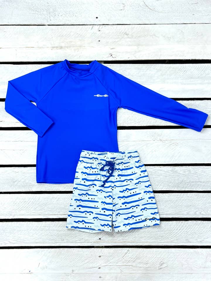Cute Creatures Boys Sun Shirt and Swim Trunk Set for wholesale by Tidewater Tots