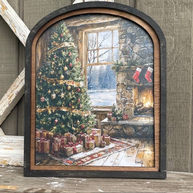 LAND OF COTTON - Wholesale Christmas Wall Art - Cabin Christmas Print in Small Arch 2