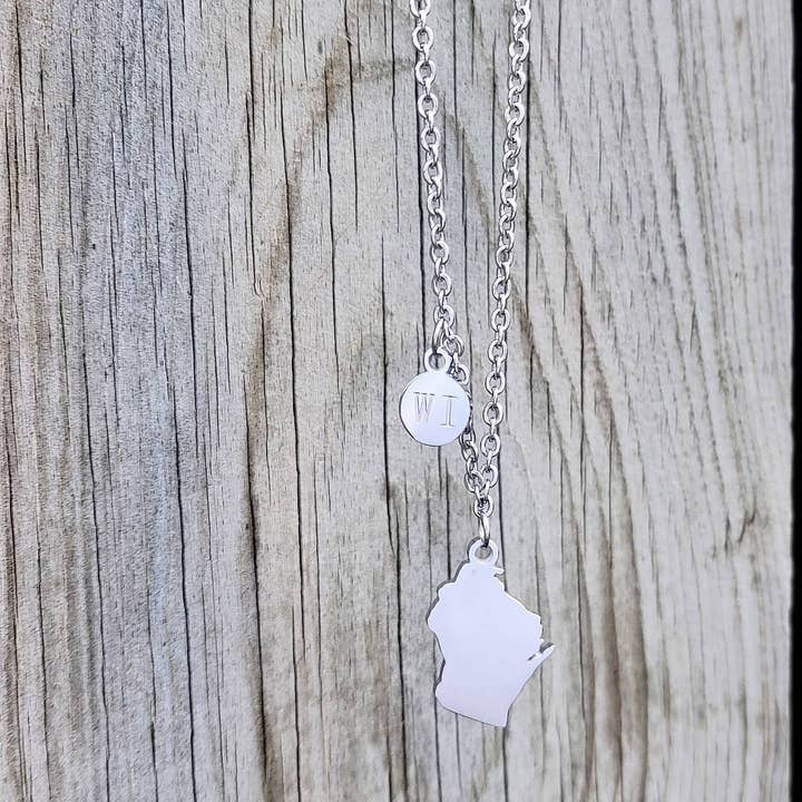 Art Factory LLC - Wholesale Pendant/Charm Necklace - Wisconsin state charm necklace3