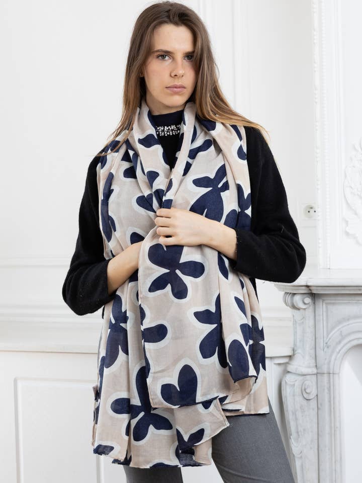 HH-291 Foulard imprimé motif grosse fleur pour la vente par LINETA