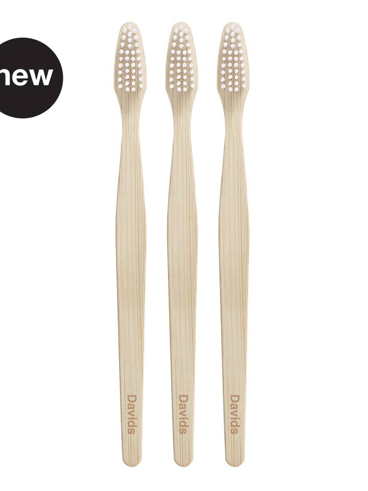 Davids premium bamboo toothbrush | adult soft | 3 pack for wholesale by Davids Natural Toothpaste