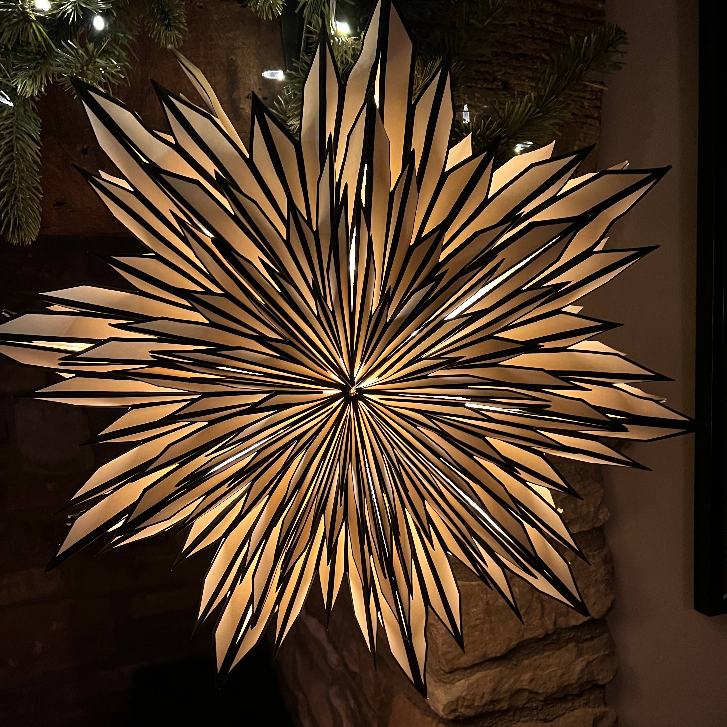 Bollywood Christmas – wholesale Dimensionell/3D-väggkonst – Gazania Svart & Vit Papper Väggdekoration - 70cm6