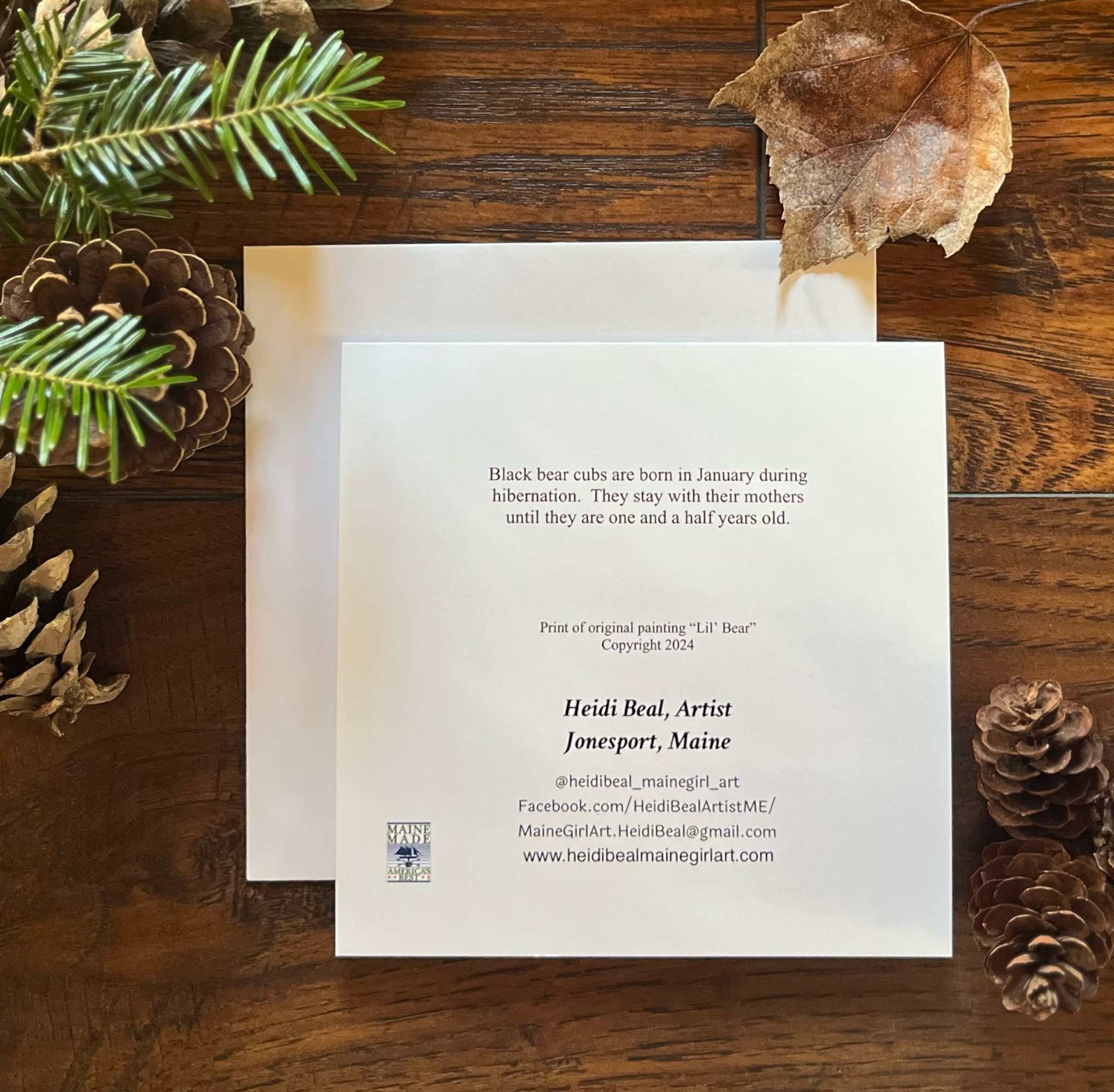 Maine Girl Art - Wholesale Everyday Greeting Card - Lil' Bear fine art blank greeting card Maine1