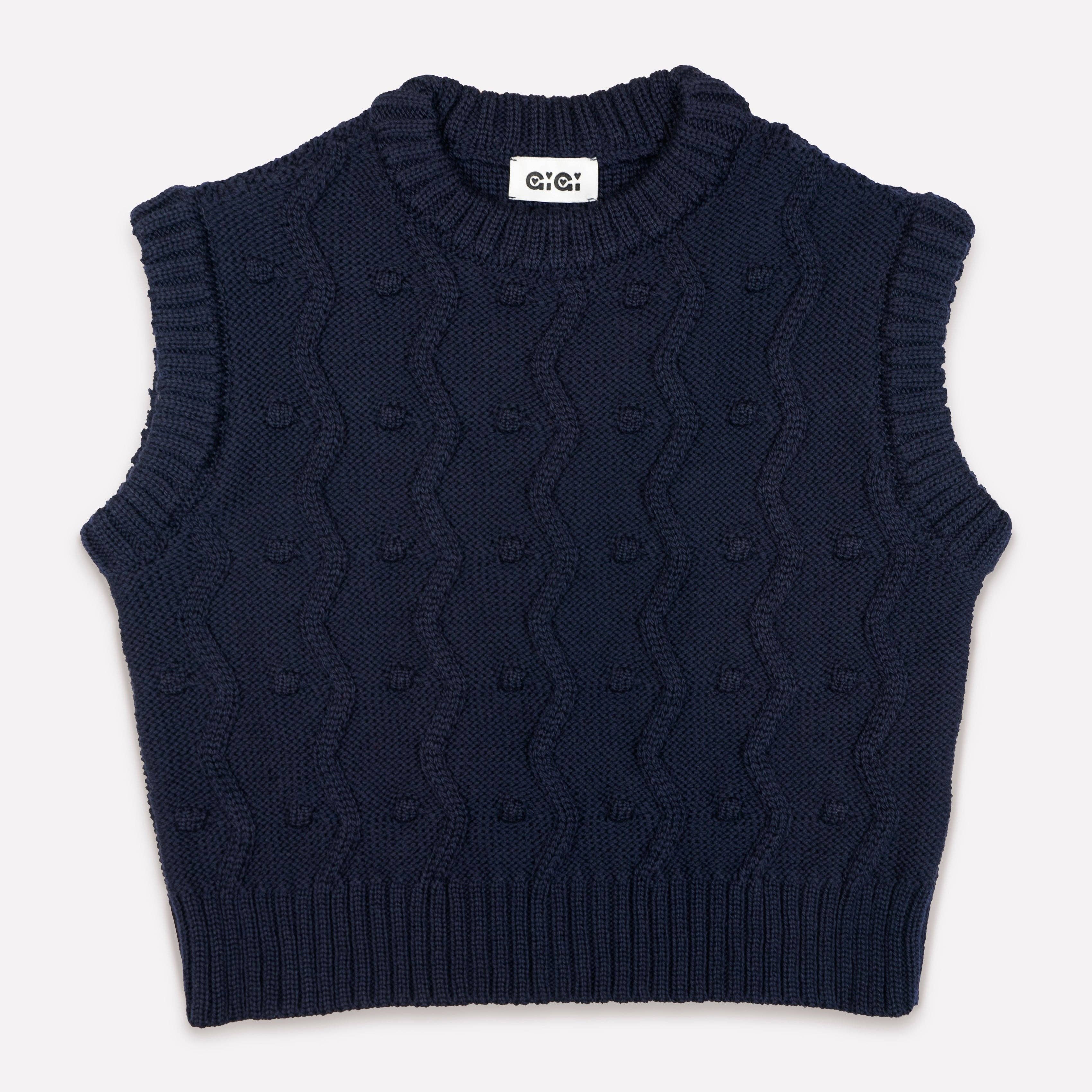GiGi Knitwear - Wholesale Sweater Vest - Women's - Bubble Vest in Navy1
