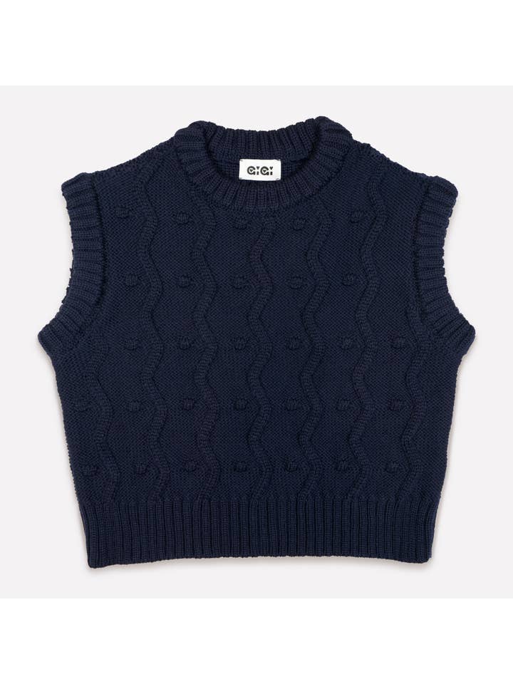 GiGi Knitwear - Wholesale Sweater Vest - Women's - Bubble Vest in Navy1