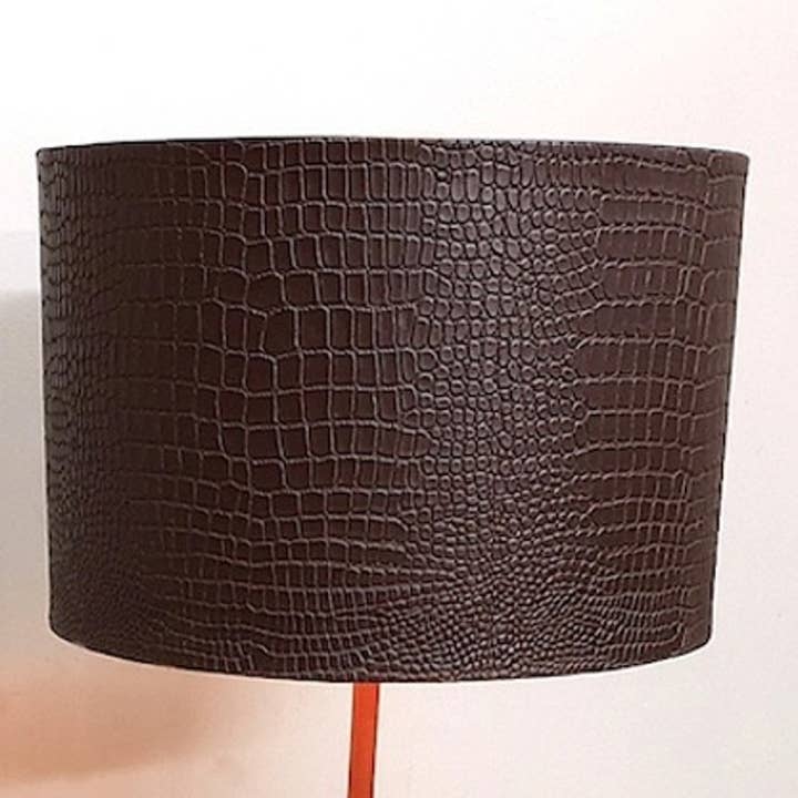 LES SCULPTEURS DU LAC - Vente Abat-jours - Abat jour rond en métal et simili cuir marron