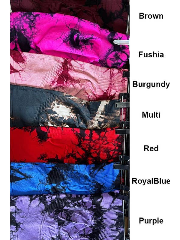 Color 5 - Wholesale Athletic/Lounge Leggings - Women's - Seamless tie dye high waist jacquard yoga scrunch legging 7