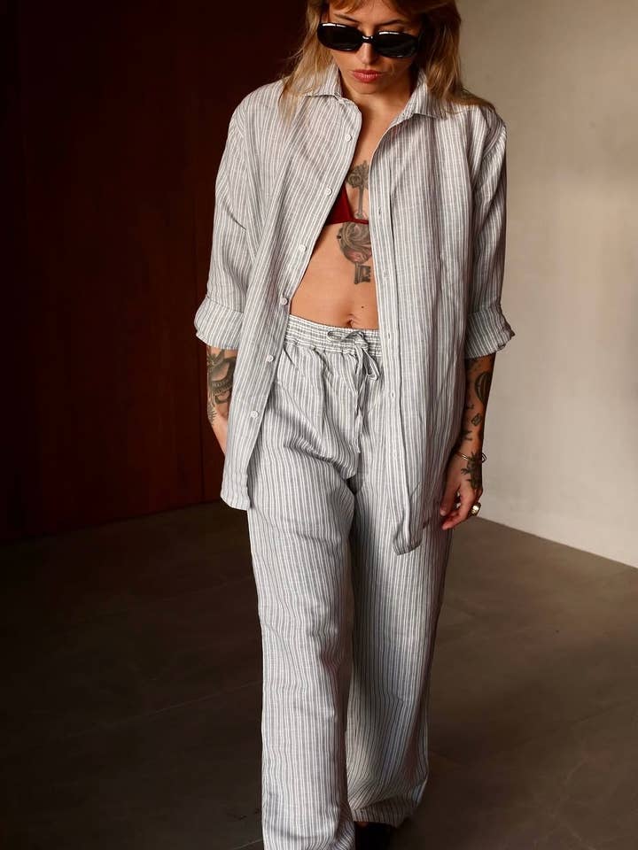 ANIRA drawstringtrousers linen cotton for wholesale by A PEACE OF IBIZA ® COLLECTION