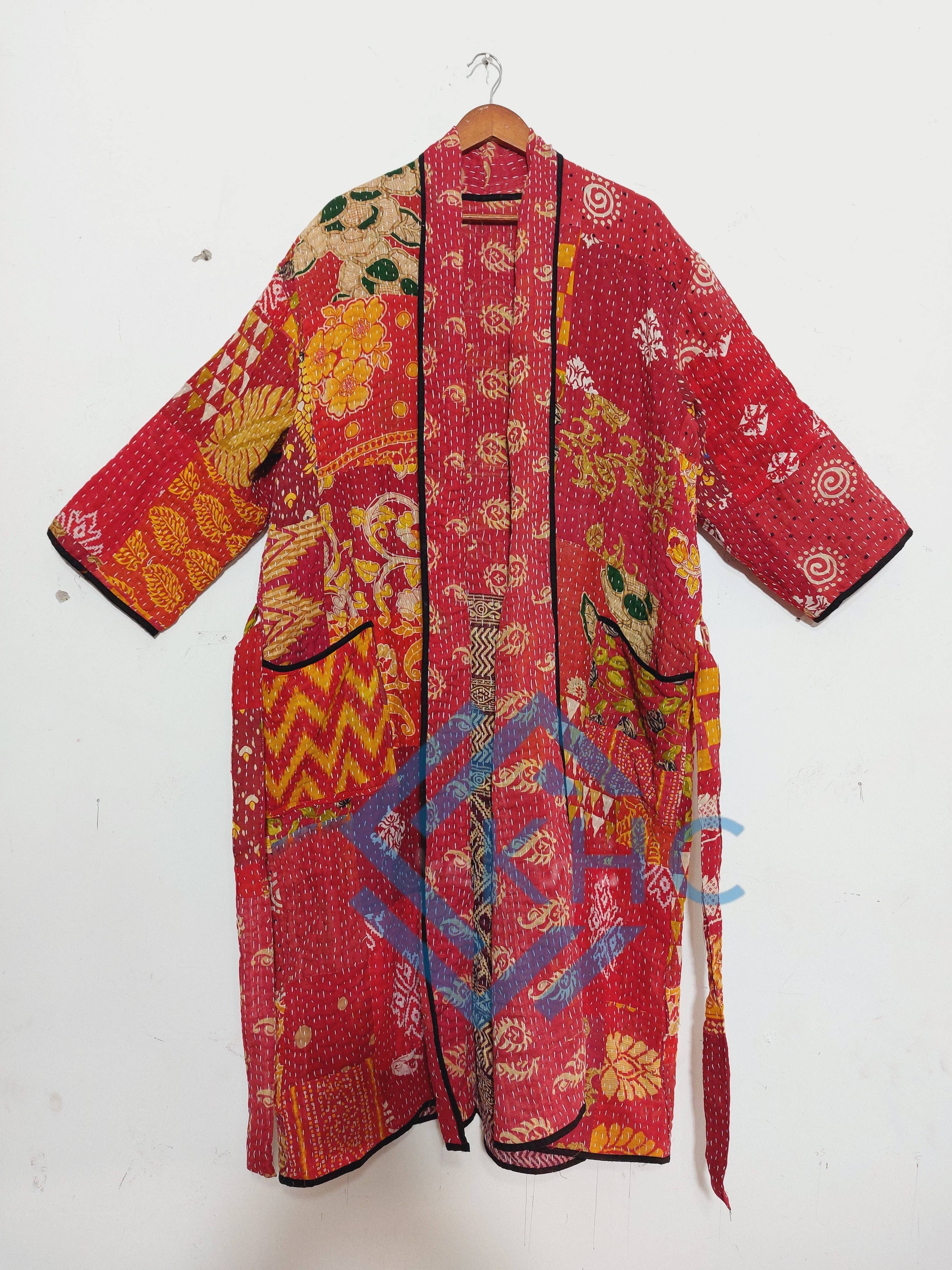 KHC – wholesale Robe – Women's – Patchwork Bath Robe | Vintage Kantha Cotton Kimono | Cotton Robe | Kimono Indian Dressing Gown | Night Wear Suit | Long Cotton Robe6