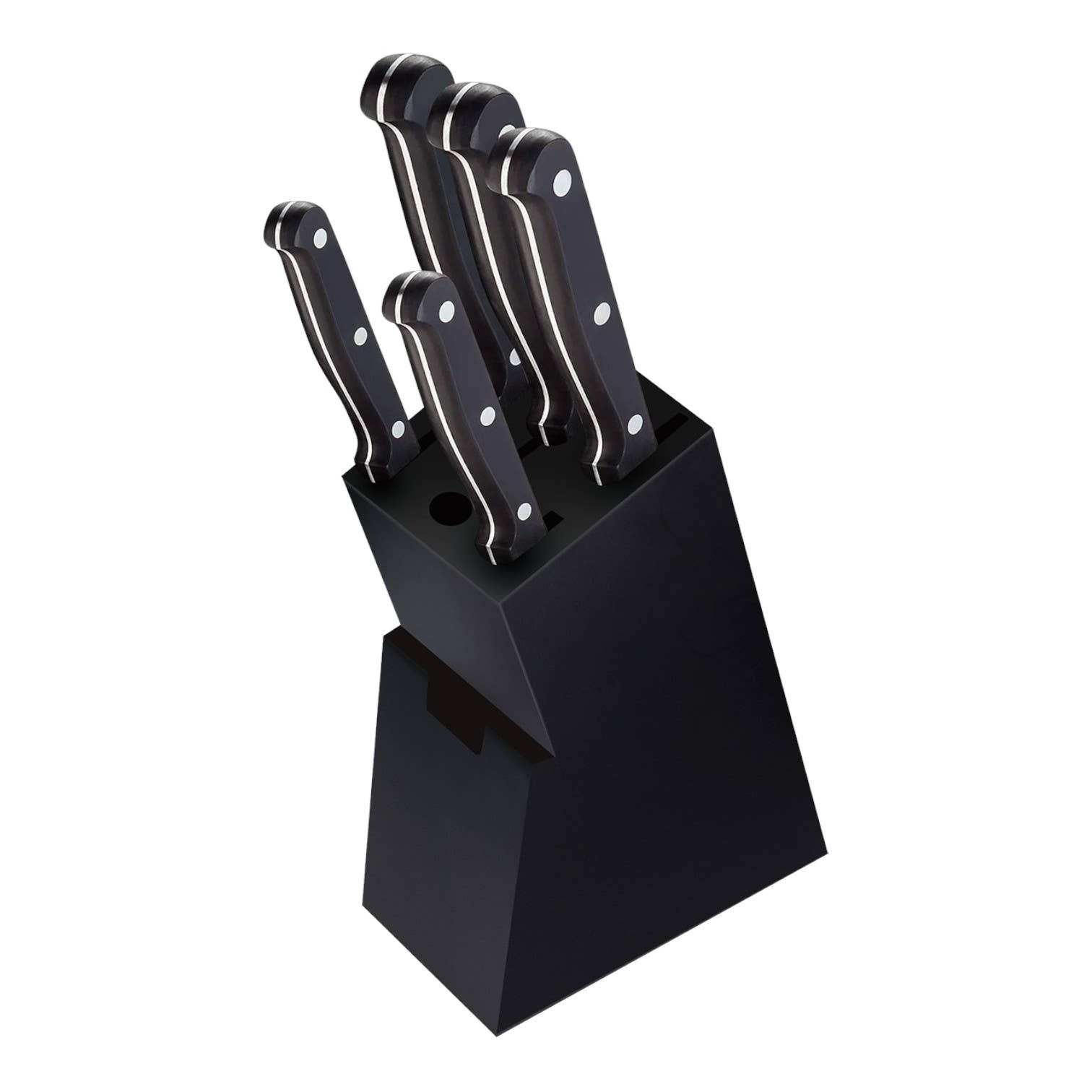Black Hell's Kitchen 5-Piece Knife Set with Block for wholesale on Faire0