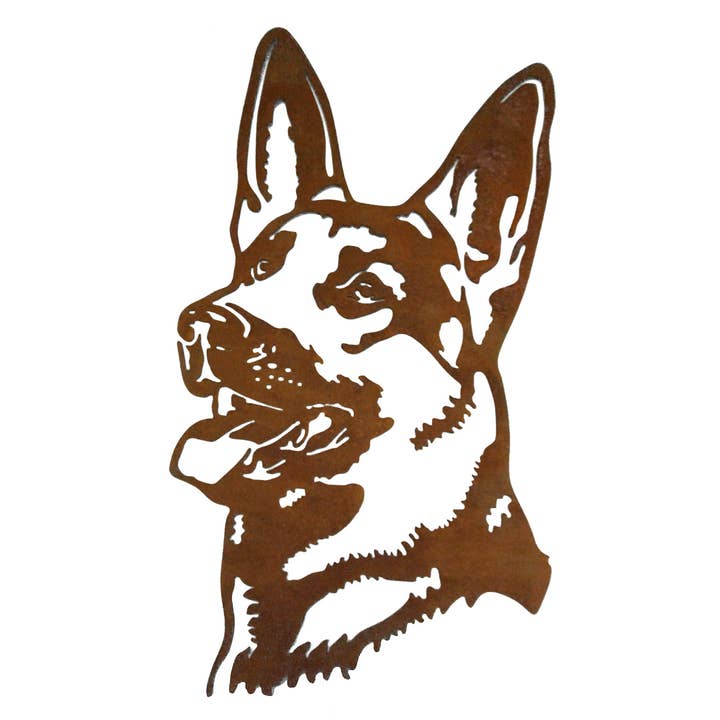 Rust German Shepard Dog metal art for wholesale by California Home & Garden