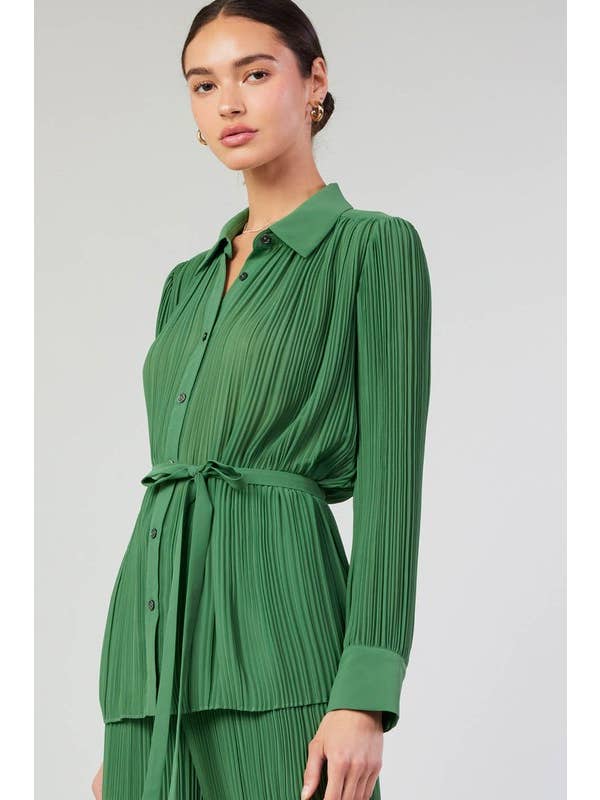 Current Air - Wholesale Button Down Shirt - Women's - All Over Pleated Button Down Shirts