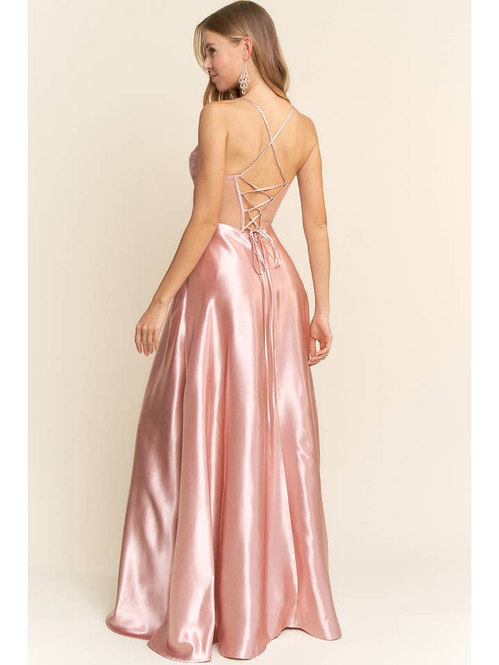 Maniju - Vente Robe de soirée – femme - ROBE LONGUE CORSET AVEC DÉTAILS PAILLETÉS10