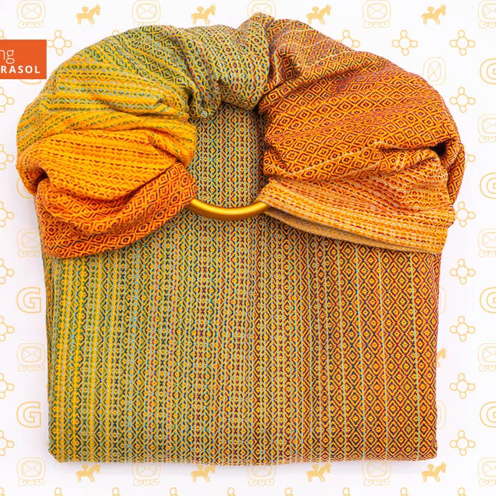 Girasol - Wholesale Baby Wrap/Sling - Ringsling Free Elf fusion d'oro double weft, handwoven1