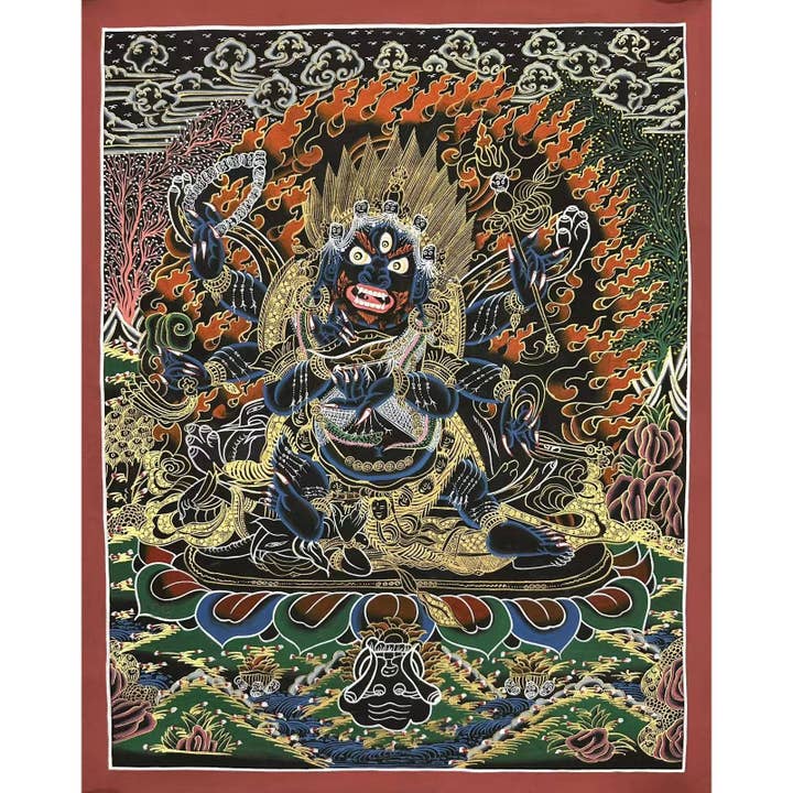Seksarmet Mahakala Thangka for engroshandel hos Art Of Tibet