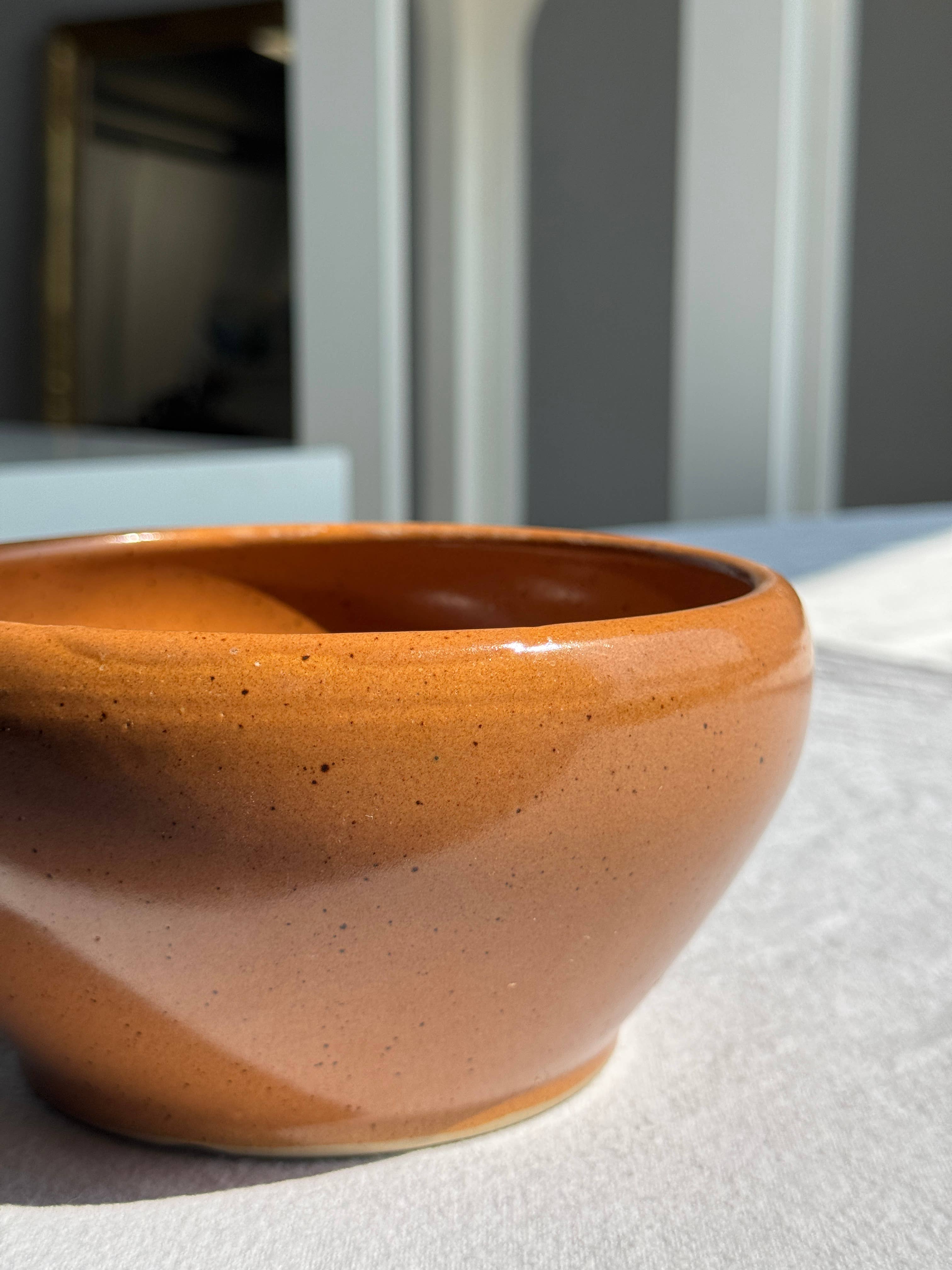 Medium stoneware bowl Digoin Grès Pots France brown orange D17 for wholesale on Faire4